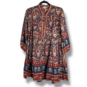 Jaipur Morni Aadhiraat Long Sleeve Cotton Mini Dress Size XXL